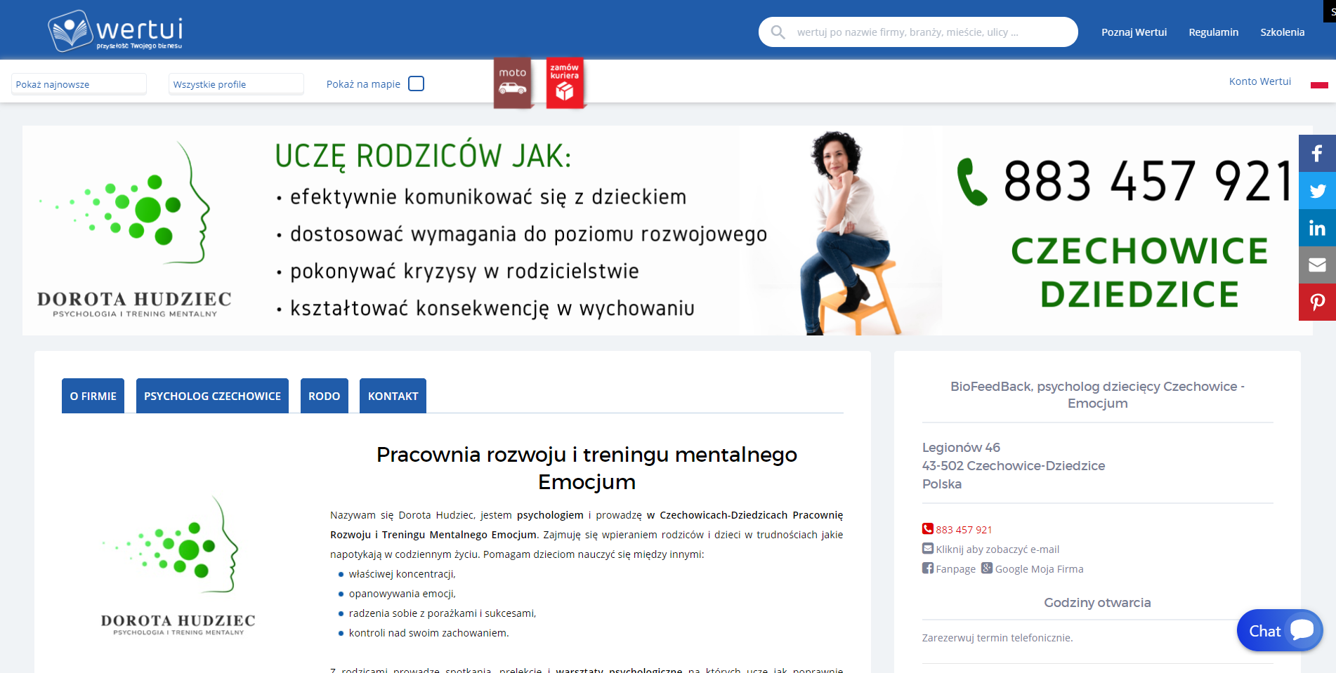 Tekst do wizytówki dla psycholog Doroty Hudziec